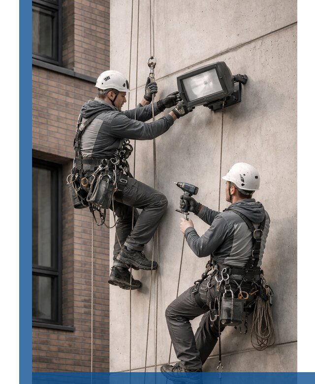 Профессиональный монтаж фасадных прожекторов в Шахтах под ключ