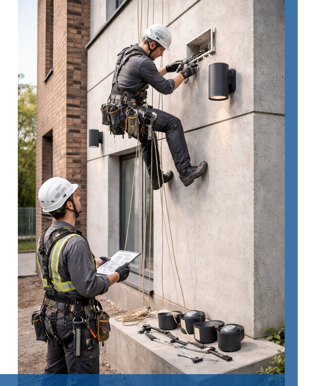 Монтаж фасадного освещения в Шахтах от 2713 р. | ВЫСОТНИК-Шхт