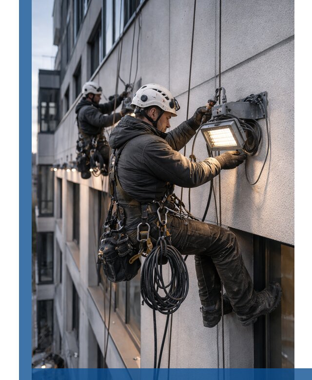 Монтаж фасадного освещения в Шахтах установка и подключение