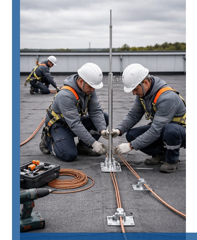 Монтаж молниезащиты на кровле в Шахтах под ключ с гарантией