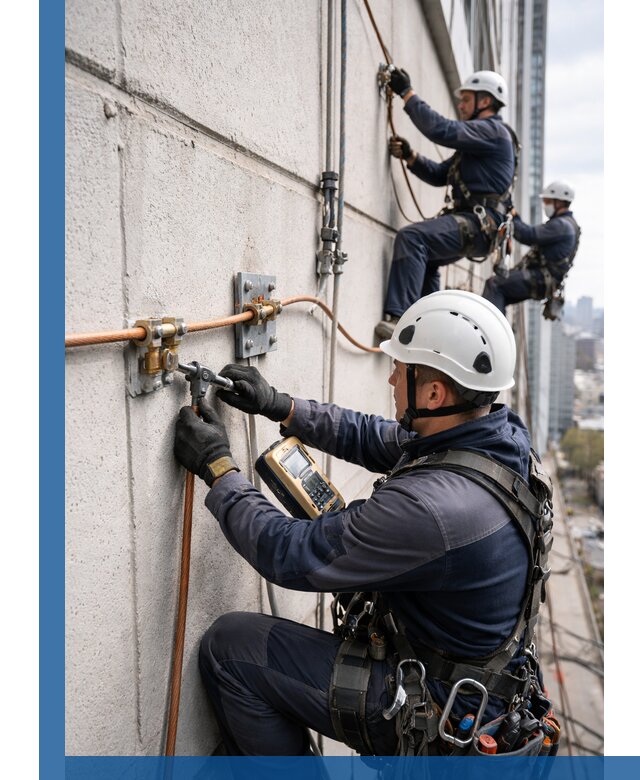 Монтаж системы заземления здания и молниезащиты в Шахтах