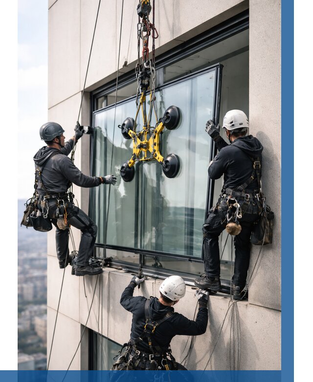 Монтаж стеклопакетов на высоте в Шахтах от 3473 р. | ВЫСОТНИК-Шхт