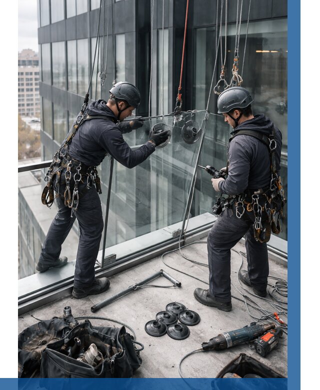 Монтаж стеклянных ограждений в Шахтах от 2713 р. | ВЫСОТНИК-Шхт