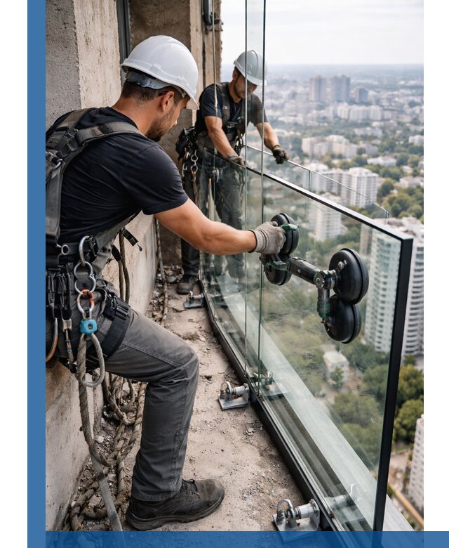 Монтаж стеклянных ограждений под ключ с гарантией в Шахтах