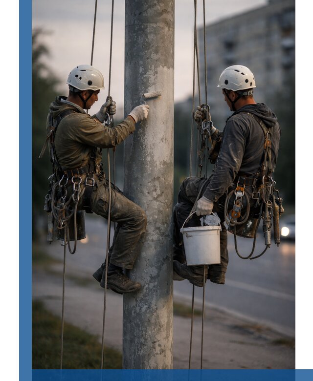 Покраска опор освещения и антикоррозийная защита в Шахтах