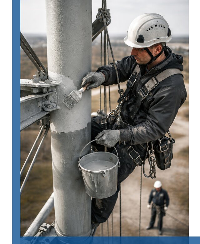 Покраска мачт связи в Шахтах промышленными альпинистами