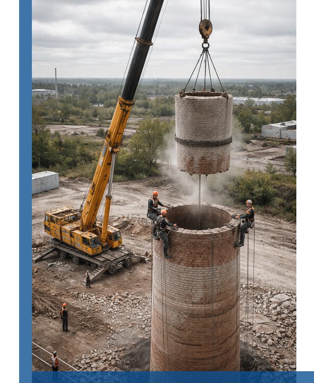 Демонтаж дымовой трубы в Шахтах с гарантиями безопасности