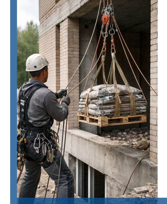 Подъем материалов на этаж веревками в Шахтах оперативно