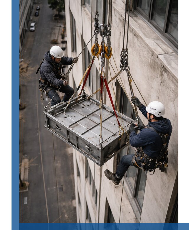 Спуск и подъем грузов по фасаду в Шахтах для зданий