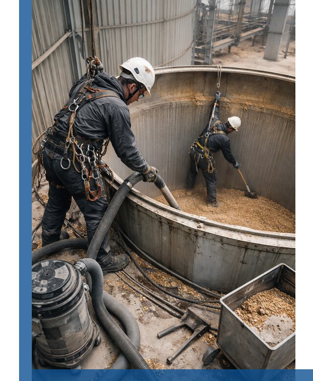 Профессиональная чистка зерновых бункеров в Шахтах с выездом