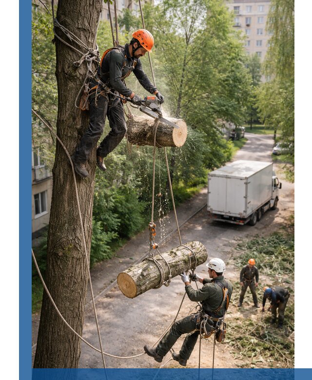 Спил деревьев альпинистами в Шахтах, безопасно и без повреждений