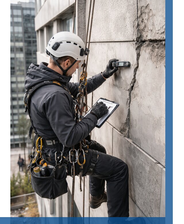 Обследование фасада альпинистами в Шахтах от 130 р. | ВЫСОТНИК-Шхт