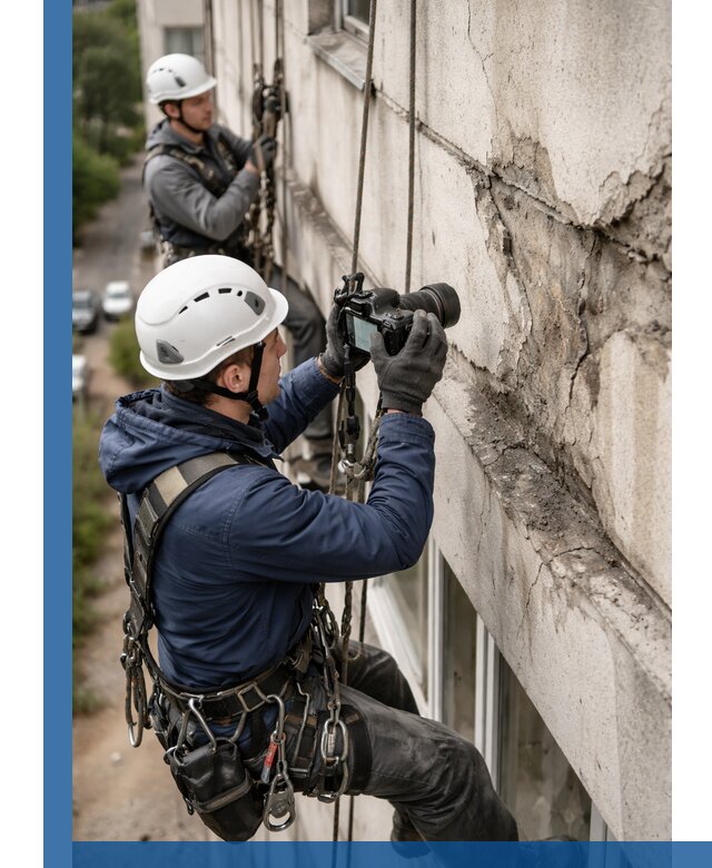 Фотофиксация дефектов фасада с высотной съемкой в Шахтах