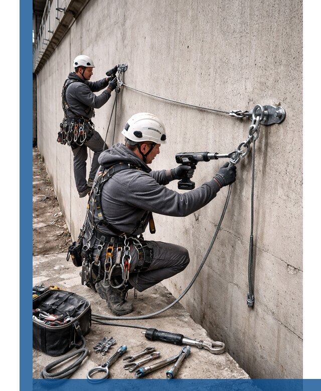 Монтаж анкерных линий высотной безопасности в Шахтах