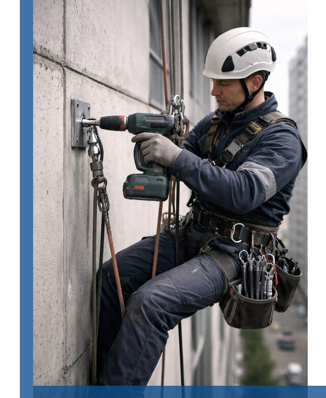 Установка анкерных точек для высотных работ в Шахтах